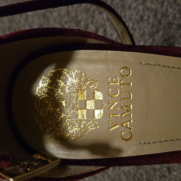 Vince Camuto Malissa Velvet Heels Burgundy Ankle Strap - Picture 6 of 7